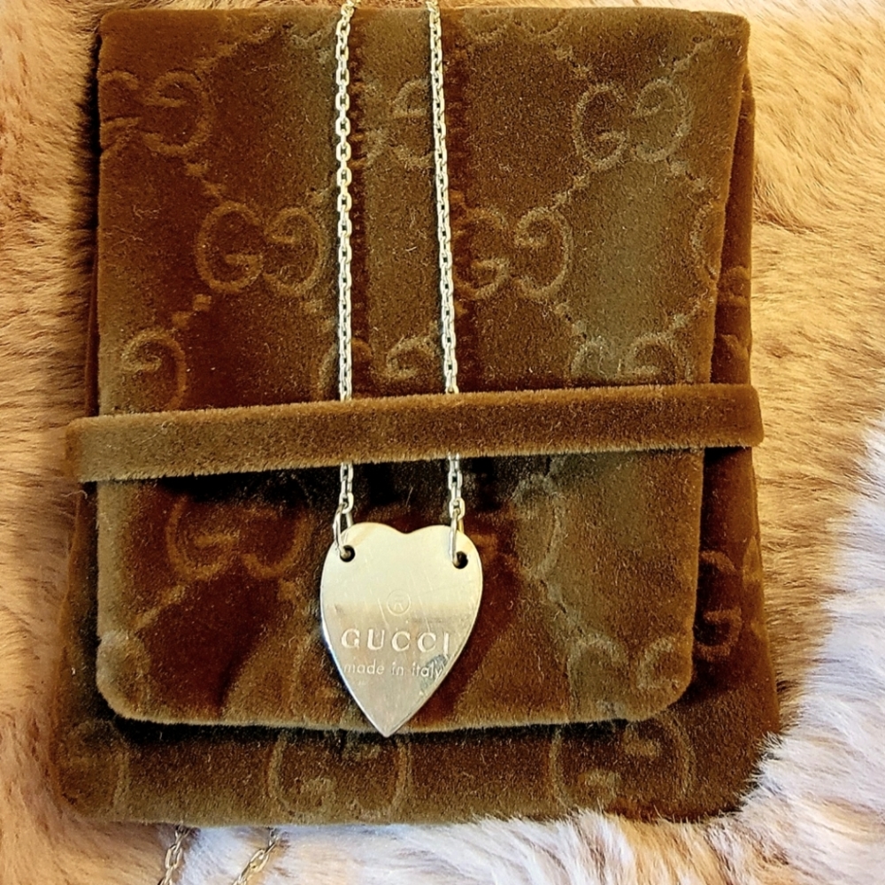 Sterling Silver Gucci Heart Pendant Necklace